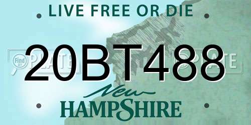 20BT488 New Hampshire License Plate