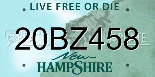 20BZ458 New Hampshire License Plate