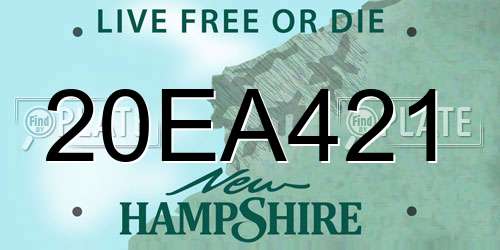 20EA421 New Hampshire License Plate