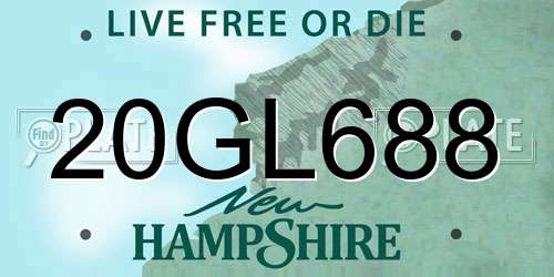 20GL688 New Hampshire License Plate