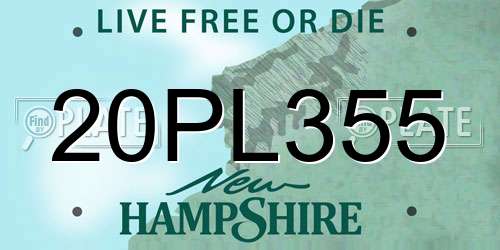 20PL355 New Hampshire License Plate