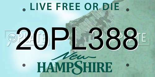 20PL388 New Hampshire License Plate