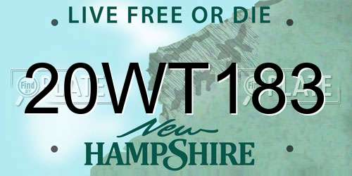 20WT183 New Hampshire License Plate