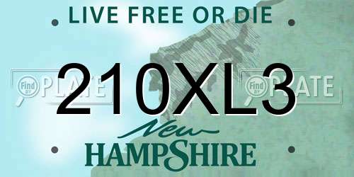 210XL3 New Hampshire License Plate