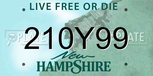 210Y99 New Hampshire License Plate