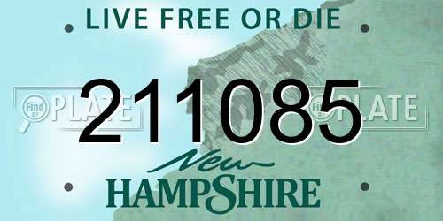 211085 New Hampshire License Plate
