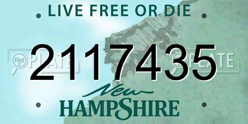 2117435 New Hampshire License Plate