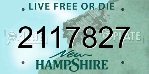 2117827 New Hampshire License Plate