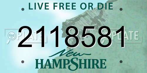 2118581 New Hampshire License Plate