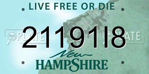 21191I8 New Hampshire License Plate