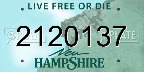 2120137 New Hampshire License Plate