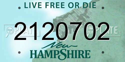 2120702 New Hampshire License Plate