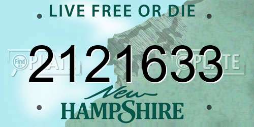 2121633 New Hampshire License Plate