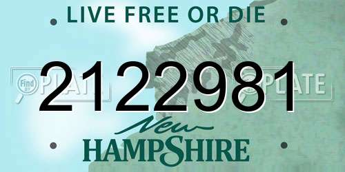 2122981 New Hampshire License Plate