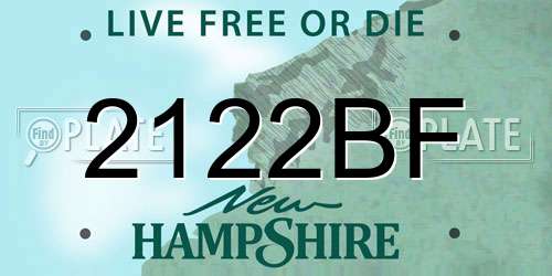 2122BF New Hampshire License Plate