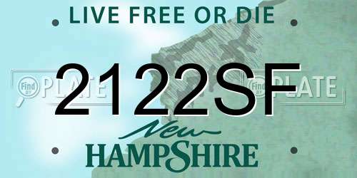 2122SF New Hampshire License Plate