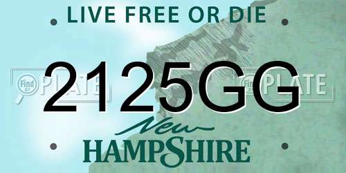 2125GG New Hampshire License Plate