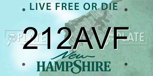 212AVF New Hampshire License Plate