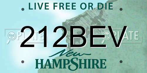 212BEV New Hampshire License Plate
