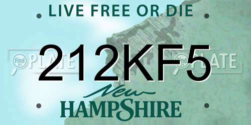 212KF5 New Hampshire License Plate