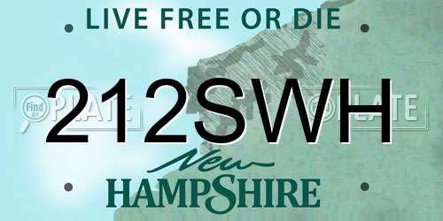 212SWH New Hampshire License Plate