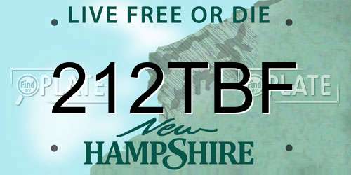 212TBF New Hampshire License Plate