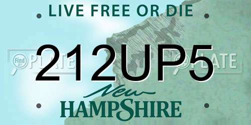 212UP5 New Hampshire License Plate
