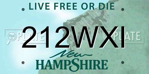 212WXI New Hampshire License Plate