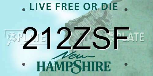 212ZSF New Hampshire License Plate