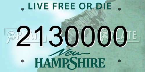 2130000 New Hampshire License Plate