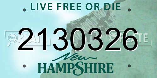 2130326 New Hampshire License Plate