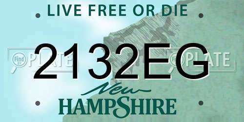 2132EG New Hampshire License Plate