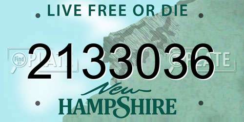 2133036 New Hampshire License Plate