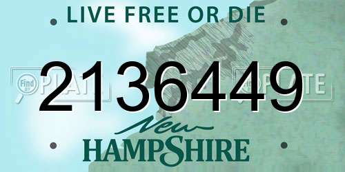 2136449 New Hampshire License Plate
