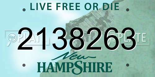 2138263 New Hampshire License Plate