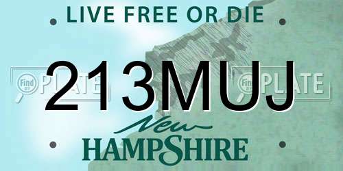 213MUJ New Hampshire License Plate
