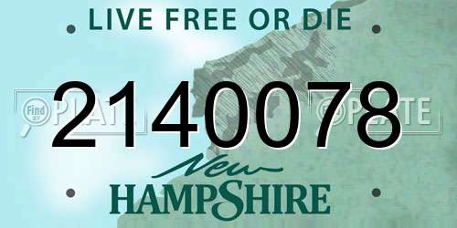 2140078 New Hampshire License Plate