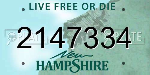 2147334 New Hampshire License Plate