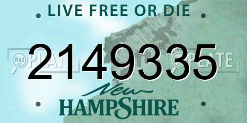 2149335 New Hampshire License Plate