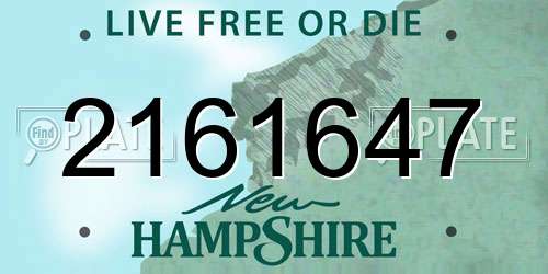 2161647 New Hampshire License Plate