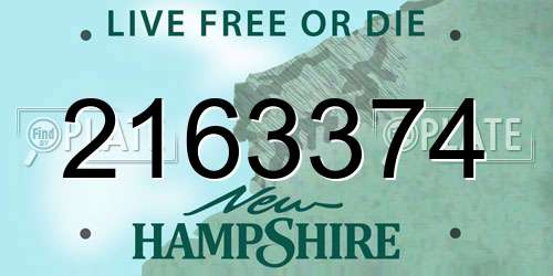 2163374 New Hampshire License Plate