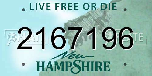 2167196 New Hampshire License Plate