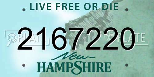 2167220 New Hampshire License Plate