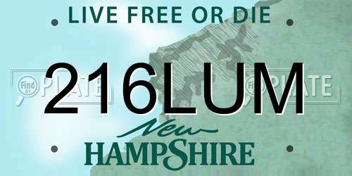 216LUM New Hampshire License Plate