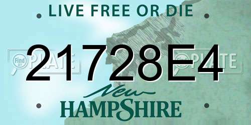 21728E4 New Hampshire License Plate