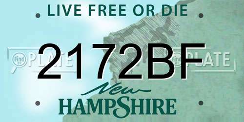 2172BF New Hampshire License Plate