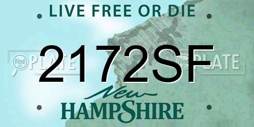 2172SF New Hampshire License Plate