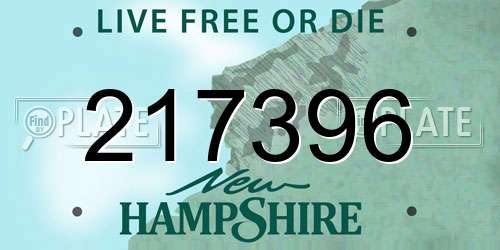 217396 New Hampshire License Plate