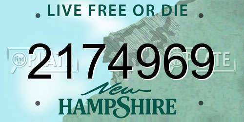 2174969 New Hampshire License Plate