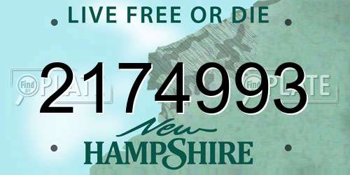 2174993 New Hampshire License Plate